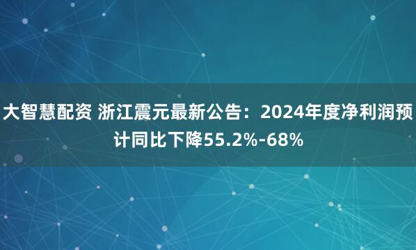 大智慧配资 浙江震元最新公告：2024年度净利润预计同比下降55.2%-68%